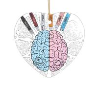 ZDFHKYDY Human Brain -Print Acrylic Pendant Gold Lanyard Heart Shape Christmas Acrylic Ornaments, Lightweight Reusable,For Weddings, Parties Retail Displays.