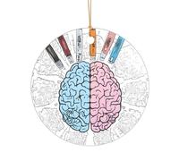 ZDFHKYDY Human Brain -Print Acrylic Pendant Gold Lanyard Round Shape Christmas Acrylic Ornaments, Lightweight Reusable,For Weddings, Parties Retail Displays.