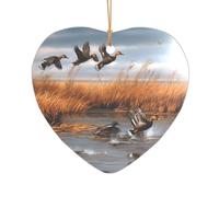 ZDFHKYDY Hunting Flying Wild Duck -Print Acrylic Pendant Gold Lanyard Heart Shape Christmas Acrylic Ornaments, Lightweight Reusable,For Weddings, Parties Retail Displays.