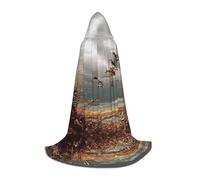 ZDFHKYDY Hunting Flying Wild Ducks -Print Adjustable Teen Cloak - Youth Cape For Festivals & Stage, Lightweight Hooded Wear M