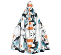 ZDFHKYDY Ice Hockey Pattern -Print Halloween Hooded Cloak Adults - Affordable Adult Cape For Role-Playing, Themed Parties And Festivals - Comfortable Fit With Oversized Hood