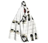 ZDFHKYDY Ice Hockey Pattern -Print Halloween Hooded Cloak Adults - Affordable Adult Cape For Role-Playing, Themed Parties And Festivals - Comfortable Fit With Oversized Hood