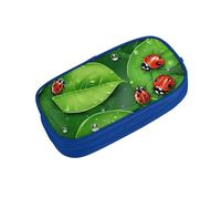 ZDFHKYDY Leaves and Ladybugs Zipper Pencil Case Pouch Pen Box Large Capacity Storage Bag for Office & Travel Multi-Compartment Stationery Organizer Holder Gift for Women Men 21x10.5x5 cm