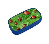 ZDFHKYDY Leaves and Ladybugs Zipper Pencil Case Pouch Pen Box Large Capacity Storage Bag for Office & Travel Multi-Compartment Stationery Organizer Holder Gift for Women Men 21x10.5x5 cm