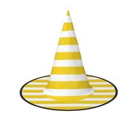 ZDFHKYDY Lemon Yellow Stripes -Print Full Coverage Halloween Hat - Unique Oxford Cloth Costume Hat For Adults With Eye-Catching Patterns, For Festivals & Themed Parties.