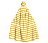 ZDFHKYDY Lemon Zest Yellow Stripes Pattern -Print Halloween Hooded Cloak Adults - Affordable Adult Cape For Role-Playing, Themed Parties And Festivals - Comfortable Fit With Oversized Hood