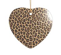 ZDFHKYDY Leopard Print -Print Acrylic Pendant Gold Lanyard Heart Shape Christmas Acrylic Ornaments, Lightweight Reusable,For Weddings, Parties Retail Displays.