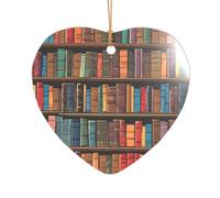 ZDFHKYDY library bookshelf -Print Acrylic Pendant Gold Lanyard Heart Shape Christmas Acrylic Ornaments, Lightweight Reusable,For Weddings, Parties Retail Displays.