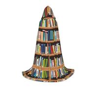 ZDFHKYDY Library Bookshelf -Print Adjustable Teen Cloak - Youth Cape For Festivals & Stage, Lightweight Hooded Wear M