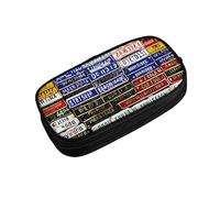 ZDFHKYDY License Plate Zipper Pencil Case Pouch Pen Box Large Capacity Storage Bag for Office & Travel Multi-Compartment Stationery Organizer Holder Gift for Women Men 21x10.5x5 cm