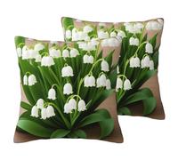 ZDFHKYDY Lilies of the Valley -PrintImitation Linen Pillowcase Set - Soft And Breathable Covers For Indoor & Outdoor Use, For Sofas, Beds, And Chairs - Set Of 2 Hidden Zipper.20 x20
