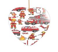 ZDFHKYDY Little Boys Girls FireFighters -Print Acrylic Pendant Gold Lanyard Heart Shape Christmas Acrylic Ornaments, Lightweight Reusable,For Weddings, Parties Retail Displays.