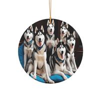 ZDFHKYDY Lovely husky -Print Custom Round Aluminum Pendants - Double-Sided Print, Pre-Drilled Hole For Crafting & Events.