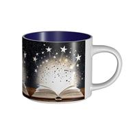 ZDFHKYDY Magic Book Ceramic Coffee & Tea Mug Large-Capacity Cups with Comfortable Handle for Latte, Tea, Cappuccino, Cocoa Drinks Holiday Christmas Cup Gift 9.5x9.5x8.9 cm