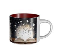 ZDFHKYDY Magic Book Ceramic Coffee & Tea Mug Large-Capacity Cups with Comfortable Handle for Latte, Tea, Cappuccino, Cocoa Drinks Holiday Christmas Cup Gift 9.5x9.5x8.9 cm
