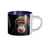 ZDFHKYDY Monkey Ceramic Coffee & Tea Mug Large-Capacity Cups with Comfortable Handle for Latte, Tea, Cappuccino, Cocoa Drinks Holiday Christmas Cup Gift 9.5x9.5x8.9 cm