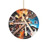 ZDFHKYDY Music Guitar -Print Custom Round Aluminum Pendants - Double-Sided Print, Pre-Drilled Hole For Crafting & Events.
