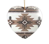 ZDFHKYDY Native American -Print Acrylic Pendant Gold Lanyard Heart Shape Christmas Acrylic Ornaments, Lightweight Reusable,For Weddings, Parties Retail Displays.