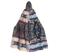 ZDFHKYDY New York City -Print Halloween Hooded Cloak Adults - Affordable Adult Cape For Role-Playing, Themed Parties And Festivals - Comfortable Fit With Oversized Hood