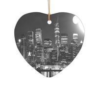 ZDFHKYDY New York paintings -Print Acrylic Pendant Gold Lanyard Heart Shape Christmas Acrylic Ornaments, Lightweight Reusable,For Weddings, Parties Retail Displays.