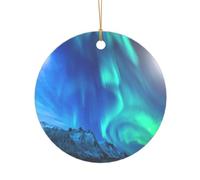 ZDFHKYDY Northern Lights -Print Acrylic Pendant Gold Lanyard Round Shape Christmas Acrylic Ornaments, Lightweight Reusable,For Weddings, Parties Retail Displays.