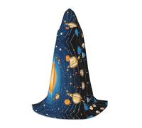ZDFHKYDY Outer Space Solar System -Print Adjustable Teen Cloak - Youth Cape For Festivals & Stage, Lightweight Hooded Wear S