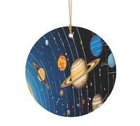 ZDFHKYDY Outer Space Solar System -Print Custom Round Aluminum Pendants - Double-Sided Print, Pre-Drilled Hole For Crafting & Events.