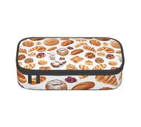 ZDFHKYDY Painted Bread Large Capacity Pencil Pen Case Portable Stationery Pouch Holder Box Organizer Makeup Cosmetic Bag Office College Storage Bag Supplies for Work School Travel 21x9.5x5 cm
