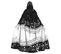 ZDFHKYDY Piano Keys Musical Notes -Print Halloween Hooded Cloak Adults - Affordable Adult Cape For Role-Playing, Themed Parties And Festivals - Comfortable Fit With Oversized Hood