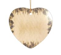 ZDFHKYDY Pine Cone Border -Print Acrylic Pendant Gold Lanyard Heart Shape Christmas Acrylic Ornaments, Lightweight Reusable,For Weddings, Parties Retail Displays.