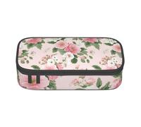 ZDFHKYDY Plant Floral Flowers Large Capacity Pencil Pen Case Portable Stationery Pouch Holder Box Organizer Makeup Cosmetic Bag Office College Storage Bag Supplies for Work School Travel 21x9.5x5 cm