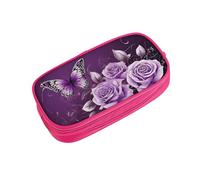 ZDFHKYDY Purple Beauty Butterfly Zipper Pencil Case Pouch Pen Box Large Capacity Storage Bag for Office & Travel Multi-Compartment Stationery Organizer Holder Gift for Women Men 21x10.5x5 cm