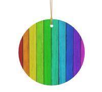 ZDFHKYDY Rainbow Colored Wood Background -Print Custom Round Aluminum Pendants - Double-Sided Print, Pre-Drilled Hole For Crafting & Events.