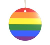 ZDFHKYDY Rainbow -Print Acrylic Pendant Gold Lanyard Round Shape Christmas Acrylic Ornaments, Lightweight Reusable,For Weddings, Parties Retail Displays.