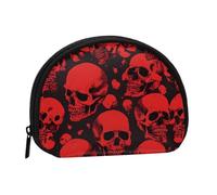 ZDFHKYDY Red Skulls Personalized Coin Purse Fashionable Zipper mini Coins Wallet Change Shell Storage Bag for Women Men