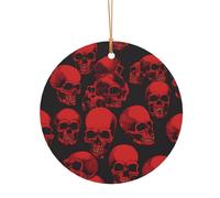 ZDFHKYDY Red Skulls -Print Custom Round Aluminum Pendants - Double-Sided Print, Pre-Drilled Hole For Crafting & Events.