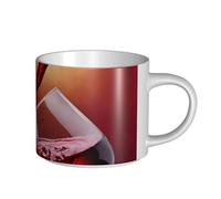 ZDFHKYDY Red Wine Glass Cheers Ceramic Coffee & Tea Mug Large-Capacity Cups with Comfortable Handle for Latte, Tea, Cappuccino, Cocoa Drinks Holiday Christmas Cup Gift 9.5x9.5x8.9 cm