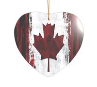 ZDFHKYDY Retro Canada Flag -Print Acrylic Pendant Gold Lanyard Heart Shape Christmas Acrylic Ornaments, Lightweight Reusable,For Weddings, Parties Retail Displays.