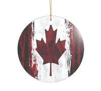 ZDFHKYDY Retro Canada Flag -Print Acrylic Pendant Gold Lanyard Round Shape Christmas Acrylic Ornaments, Lightweight Reusable,For Weddings, Parties Retail Displays.