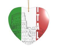 ZDFHKYDY Roman Colosseum Italian Flag -Print Acrylic Pendant Gold Lanyard Heart Shape Christmas Acrylic Ornaments, Lightweight Reusable,For Weddings, Parties Retail Displays.