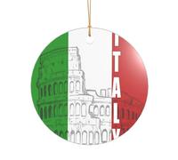 ZDFHKYDY Roman Colosseum Italian Flag -Print Acrylic Pendant Gold Lanyard Round Shape Christmas Acrylic Ornaments, Lightweight Reusable,For Weddings, Parties Retail Displays.
