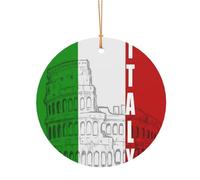 ZDFHKYDY Roman Colosseum Italian Flag -Print Custom Round Aluminum Pendants - Double-Sided Print, Pre-Drilled Hole For Crafting & Events.