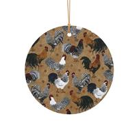 ZDFHKYDY Rooster Chicken -Print Custom Round Aluminum Pendants - Double-Sided Print, Pre-Drilled Hole For Crafting & Events.