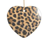 ZDFHKYDY Rough Leopard print -Print Acrylic Pendant Gold Lanyard Heart Shape Christmas Acrylic Ornaments, Lightweight Reusable,For Weddings, Parties Retail Displays.