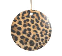ZDFHKYDY Rough Leopard print -Print Acrylic Pendant Gold Lanyard Round Shape Christmas Acrylic Ornaments, Lightweight Reusable,For Weddings, Parties Retail Displays.
