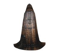 ZDFHKYDY Rustic Stall Wooden Door -Print Adjustable Teen Cloak - Youth Cape For Festivals & Stage, Lightweight Hooded Wear S