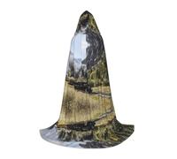 ZDFHKYDY Steam Locomotive Train -Print Adjustable Teen Cloak - Youth Cape For Festivals & Stage, Lightweight Hooded Wear L