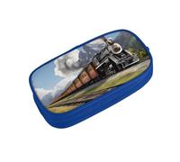 ZDFHKYDY Steam Locomotive Train Zipper Pencil Case Pouch Pen Box Large Capacity Storage Bag for Office & Travel Multi-Compartment Stationery Organizer Holder Gift for Women Men 21x10.5x5 cm