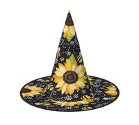 ZDFHKYDY Sunflower Bees -Print Full Coverage Halloween Hat - Unique Oxford Cloth Costume Hat For Adults With Eye-Catching Patterns, For Festivals & Themed Parties.