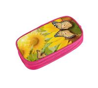 ZDFHKYDY Sunflower Butterfly Sunny Zipper Pencil Case Pouch Pen Box Large Capacity Storage Bag for Office & Travel Multi-Compartment Stationery Organizer Holder Gift for Women Men 21x10.5x5 cm